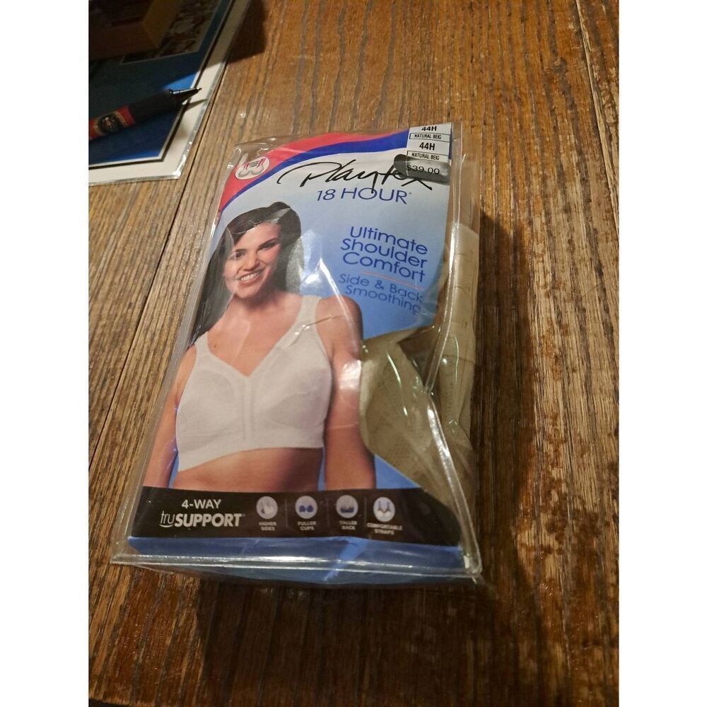 New Plus Size Playtex 18 Hour 4693 44H Wire Free Comfort Bra Natural Beige